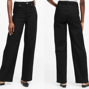 Banana Republic high rise wide leg black jeans